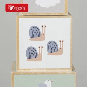Wooden Stacking Blocks Cubes with Alphabet, Numbers, Shape Sorter & Animal Patterns, Montessori Educational Stacking Toy W13D486